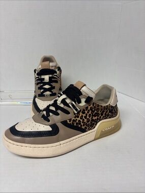 Coach Citysole Court Sneakers Leopard Calf Hair/Natural Beechwood